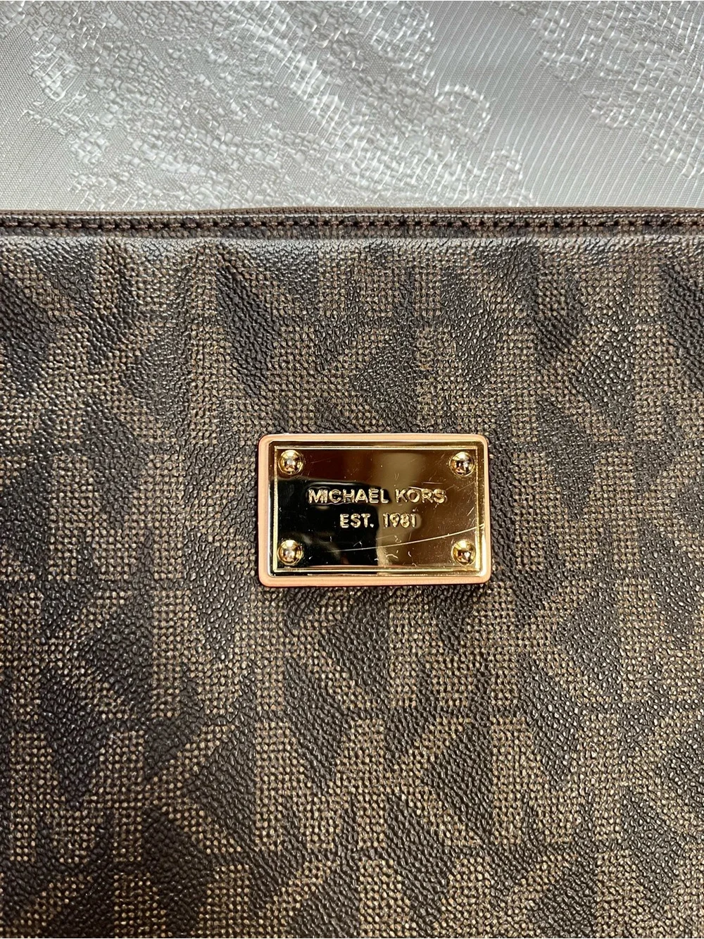 Michael Kors Brown and Tan Signature Messenger Bag